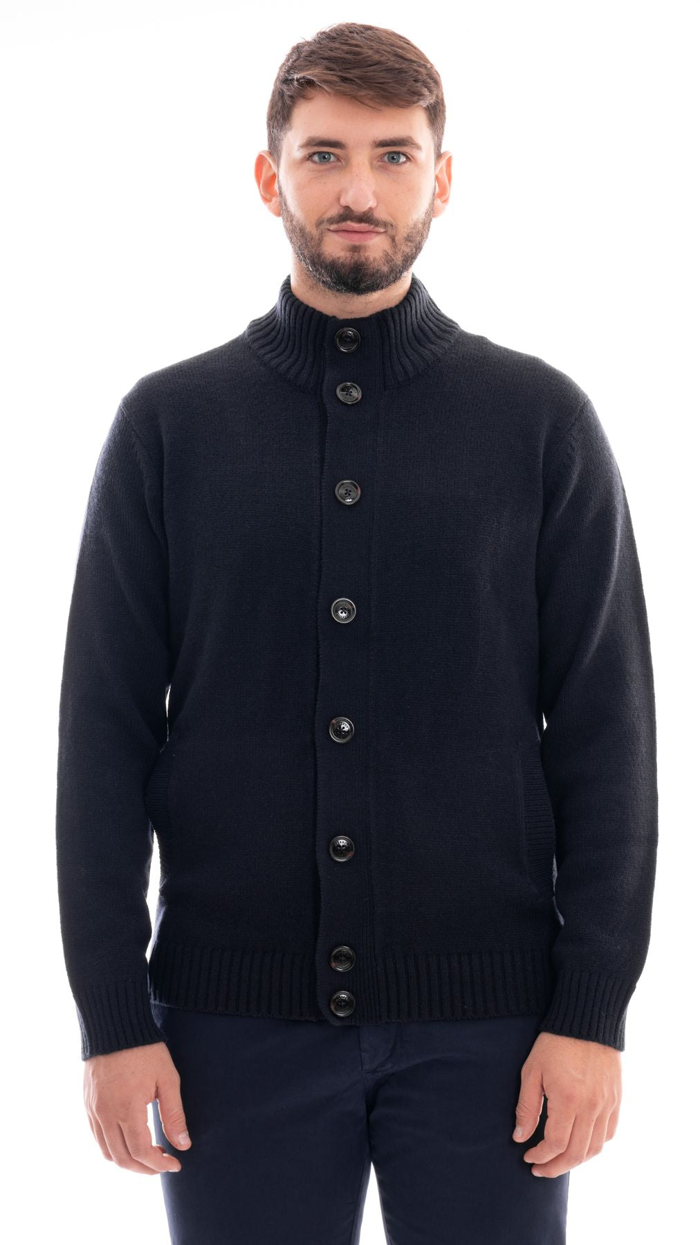 Maglione Cardigan Uomo KEY LARGO Elevator Con Cerniera E Collo Alto, In Lana