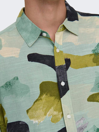 ONLY&SONS CAMICIA IN LINO BUD LIFE SHORT SLEEVE 22028390 LMS