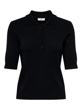 JACQUELINE DE YONG POLO 2/4 IN MAGLIA BLOOM 15354045 BLK