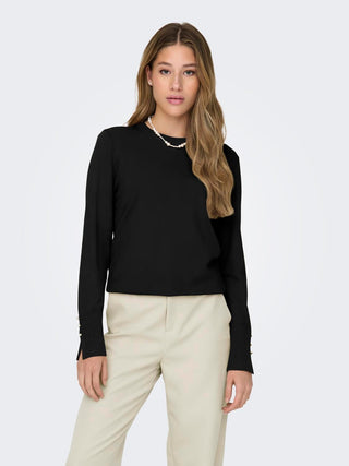 JACQUELINE DE YONG MALOU LONG SLEEVE SWEATER WITH BUTTONS ON THE SLEEVE WOMEN 15312026 BLK