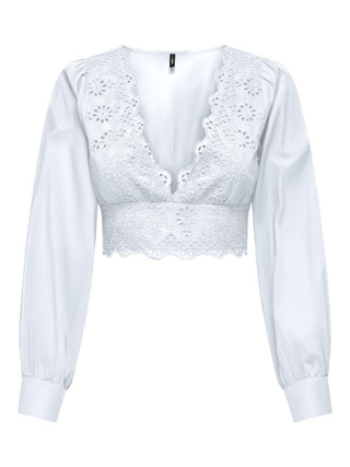 ONLY TOP WITH EMBROIDERY AND V-NECK LOU 15313170 BGW