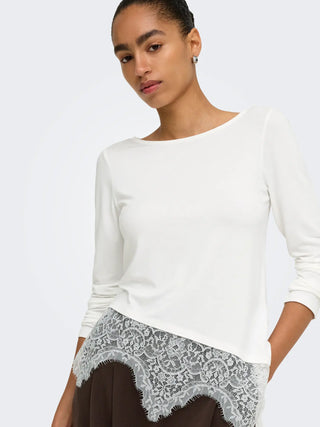 ONLY LAILA MAGLIA MANICA LUNGA CON PIZZO 15384850 CLD