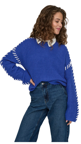 JACQUELINE DE YONG PULLOVER ROSELLA MANICA LUNGA DONNA (SODALITE BLUE) 15329787 SDB
