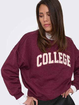 JACQUELINE DE YONG FELPA MESA DI JDY SENZA CAPPUCCIO CON SCRITTA COLLEGE 15370526 WRW
