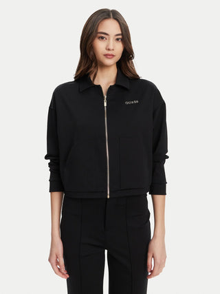 GUESS FELPA CARLA CROP CON ZIP DONNA V5YL08KCX42 JBLK