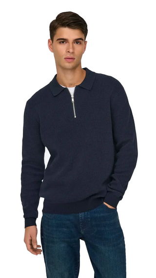 ONLY&amp;SONS MATTEO POLO WITH HALF ZIP MEN 22032257 DKS