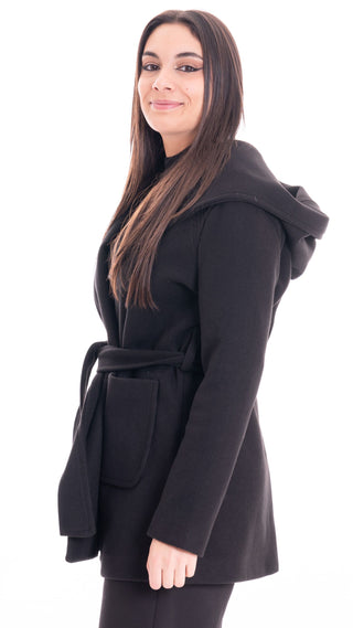MARKUP WOMEN'S KNITTED FABRIC HOODED COAT MW764620 BLACK