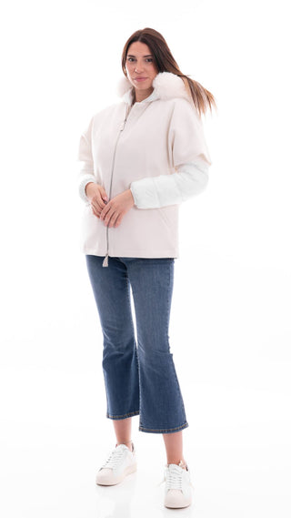 MARKUP GIUBBOTTO PANNO E PIUMA PERLATO CON PELLICCIA DONNA MW764050 LTE