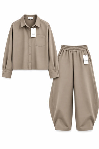 TOKIO COORDINATO OVERSHIRT + PANTALACCIO FONDO LARGO MALAGA SABBIA