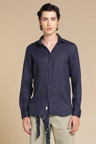 IMPURE CAMICIA IN LINO SLIM CON COLLETTO FRANCESE TINTO IN TESSUTO UOMO RILEY LINC01