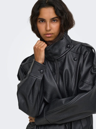 ONLY GIACCA VANI IN ECOPELLE, CHIUSURA CHIODO A COLLO ALTO 15380880 BLK