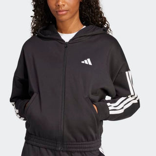 ADIDAS TUTA ADIDAS FELPA ZIP E CAPPUCCIO  + PANTALONE A ZAMPA CON LOGO DONNA JF3388