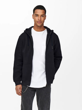 ONLY&SONS CERES FELPA CON ZIP E CAPPUCCIO UOMO 22018684 BLN