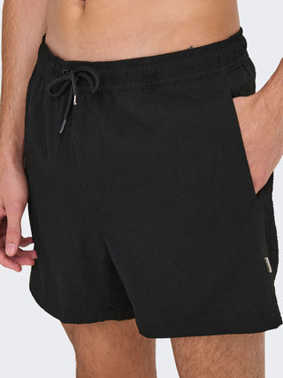 ONLY&SONS TED BOXER MARE SEERSUCKER 22028813 BLK