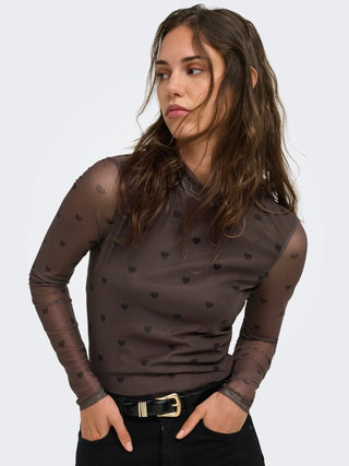 ONLY ERICA T-SHIRT CON MANICA VELATA CON CUORICINI 15141298 CFB