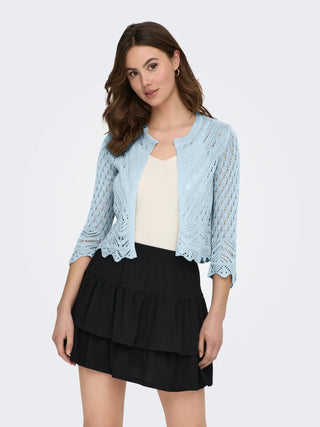 JACQUELINE DE YONG CARDIGAN SUN 3/4 CROPPED SENZA BOTTONI TRAFORATO DONNA 15184486 CSB