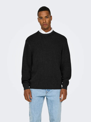 ONLY&SONS ROSU MAGLIONE EFFETTO LAVATO 22031545 BLK