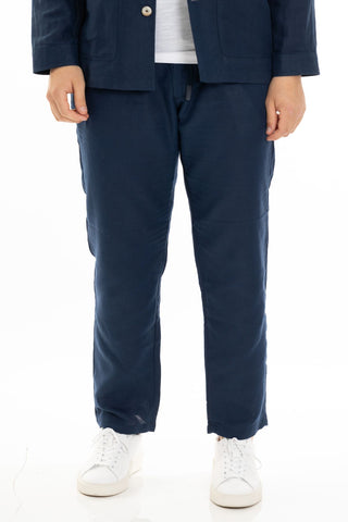 FIFTIETH PANTALACCIO UOMO IN LINO SAND BLU