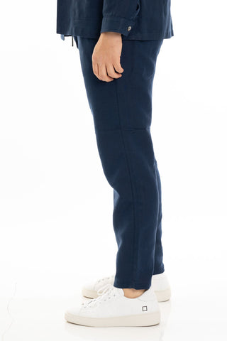 FIFTIETH PANTALACCIO UOMO IN LINO SAND BLU