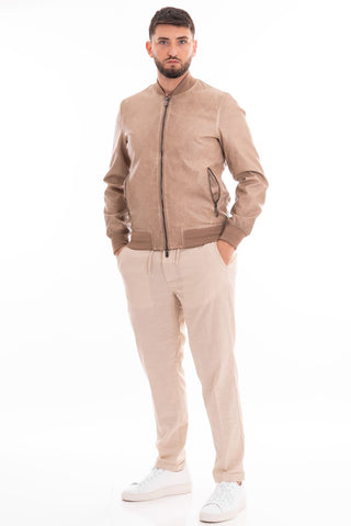 MARKUP GARMENT-DYED ECO-LEATHER BOMBER JACKET MK694029 CRD