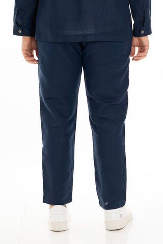 FIFTIETH PANTALACCIO UOMO IN LINO SAND BLU