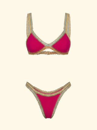 FK Bikini Donna F**K Triangolo con Slip Americano Fisso Fucsia SW0260FX
