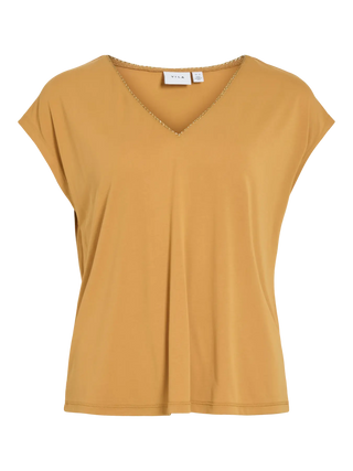 VILA MODALA T-SHIRT SCOLLO A V GLITTERATO 14113833 AMG