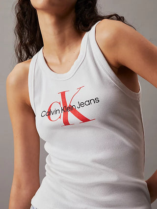 CALVIN KLEIN JEANS TOP ARCHIVAL MONOLOGUE RIB TANK WOMEN J223160 YAF