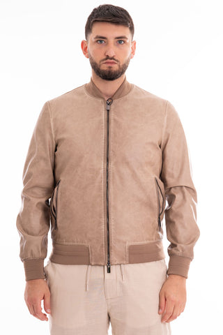 MARKUP GARMENT-DYED ECO-LEATHER BOMBER JACKET MK694029 CRD