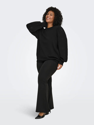 ONLY CARMAKOMA FELPA FEMME CON RICAMO E MANICA A SBUFFO 15315774 BLK