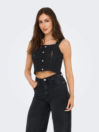 ONLY TOP SMANICATO IN CROCHET 15346695 BLK
