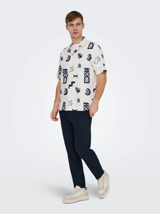 ONLY&SONS PANTALACCIO IN LINO LEO CROP 22025785 DKN
