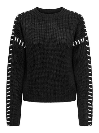 JACQUELINE DE YONG PULLOVER ROSELLA MANICA LUNGA DONNA 15329787 BLK