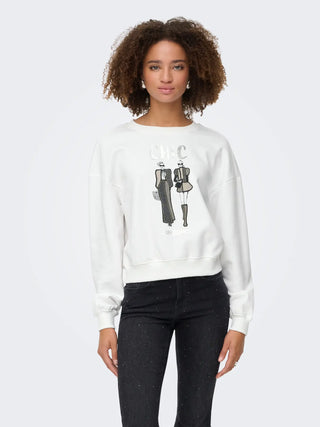 ONLY FELPA EMILY CON STAMPA CHIC 15356234 BWC