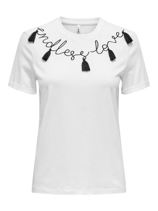 ONLY WOMEN'S HALF SLEEVE HENRIETTA T-SHIRT 15337717 WHT