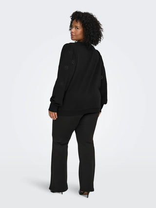 ONLY CARMAKOMA FELPA FEMME CON RICAMO E MANICA A SBUFFO 15315774 BLK