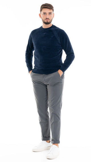 MARKUP CREW NECK CHENILLE SWEATER MEN MK790129 BLUE
