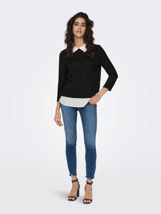 JACQUELINE DE YONG TONSY MAGLIONE CON CAMICIA INTEGRATA 15356685 BLK