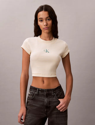 CALVIN KLEIN JEANS T-SHIRT STRIPED A COSTINE MONOLOGO CK DONNA LV047F833G XBS