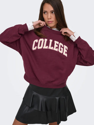 JACQUELINE DE YONG FELPA MESA DI JDY SENZA CAPPUCCIO CON SCRITTA COLLEGE 15370526 WRW