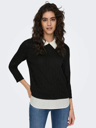 JACQUELINE DE YONG TONSY MAGLIONE CON CAMICIA INTEGRATA 15356685 BLK