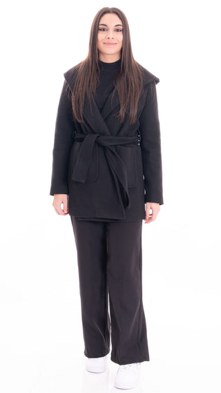 MARKUP WOMEN'S KNITTED FABRIC HOODED COAT MW764620 BLACK