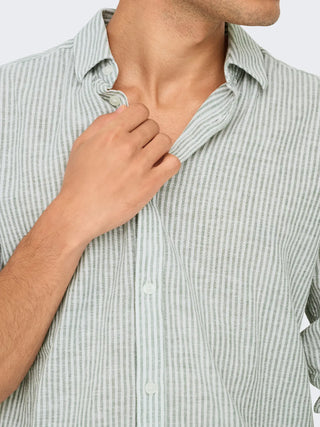 ONLY&SONS CAMICIA IN LINO A RIGHE CAIDEN 22026601 SSY