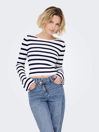 ONLY MIST T-SHIRT TESSUTO RIGATO A COSTINE 15363170 BWN