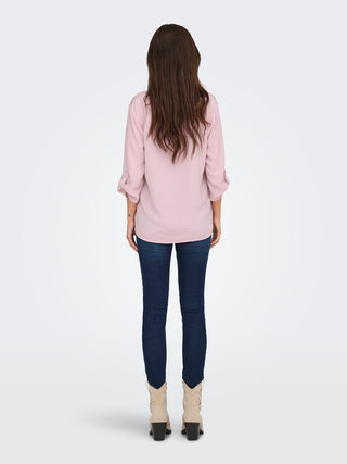 JACQUELINE DE YONG WOMEN'S DIVYE MAICA 3/4 V-NECK T-SHIRT (BLEACHED MAUVE) 15226911 BCM