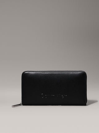 CALVIN KLEIN EMBOSSED WALLET WITH LOGO AND ZIP WOMEN K612439 BEH
