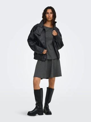ONLY GIACCA VANI IN ECOPELLE, CHIUSURA CHIODO A COLLO ALTO 15380880 BLK