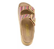 COLORS OF CALIFORNIA SANDALO PLATFORM IN RAFIA CON DOPPIA FIBIA BES500 PINK