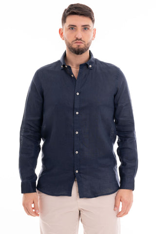 MARKUP CAMICIA MANICA LUNGA 100% LINO MK13004 BLU