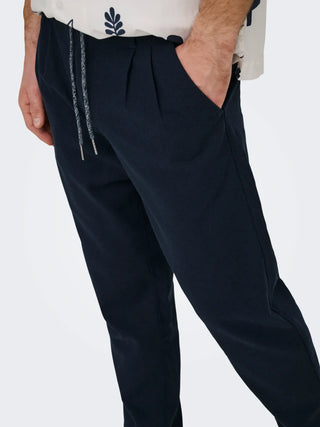 ONLY&SONS PANTALACCIO IN LINO LEO CROP 22025785 DKN
